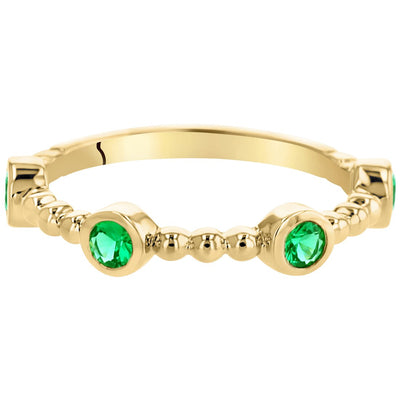 Simulated Emerald Dainty Stackable Ring In Yellow Tone Sterling Silver Sr11970 alternate view and angle