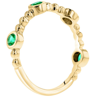 Simulated Emerald Dainty Stackable Ring In Yellow Tone Sterling Silver Sr11970 additional view, angle, and on model