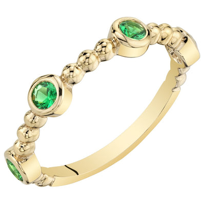 Emerald Dainty Stackable Ring Yellow-Tone Sterling Silver
