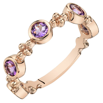 Amethyst Tiara Stackable Ring in Rose Tone Sterling Silver