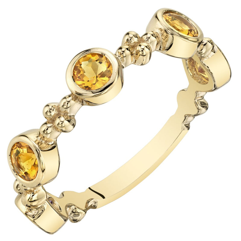 Citrine Tiara Stackable Ring Yellow-Tone Sterling Silver