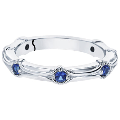 Created Blue Sapphire Contoured Stackable Ring In Sterling Silver Sr11982 alternate view and angle