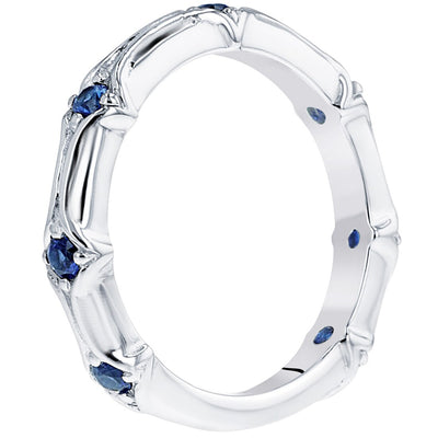 Created Blue Sapphire Contoured Stackable Ring In Sterling Silver Sr11982 additional view, angle, and on model