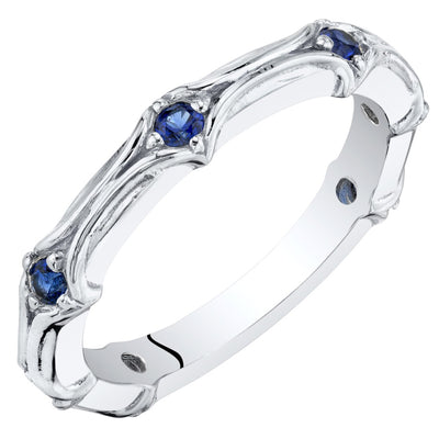 Blue Sapphire Contoured Stackable Ring Yellow-Tone Sterling Silver