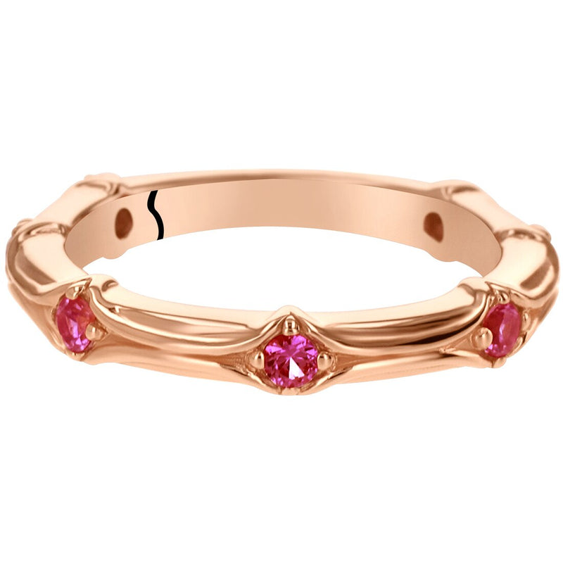 Created Pink Sapphire Contoured Stackable Ring In Rose Tone Sterling Silver Sr11984 alternate view and angle