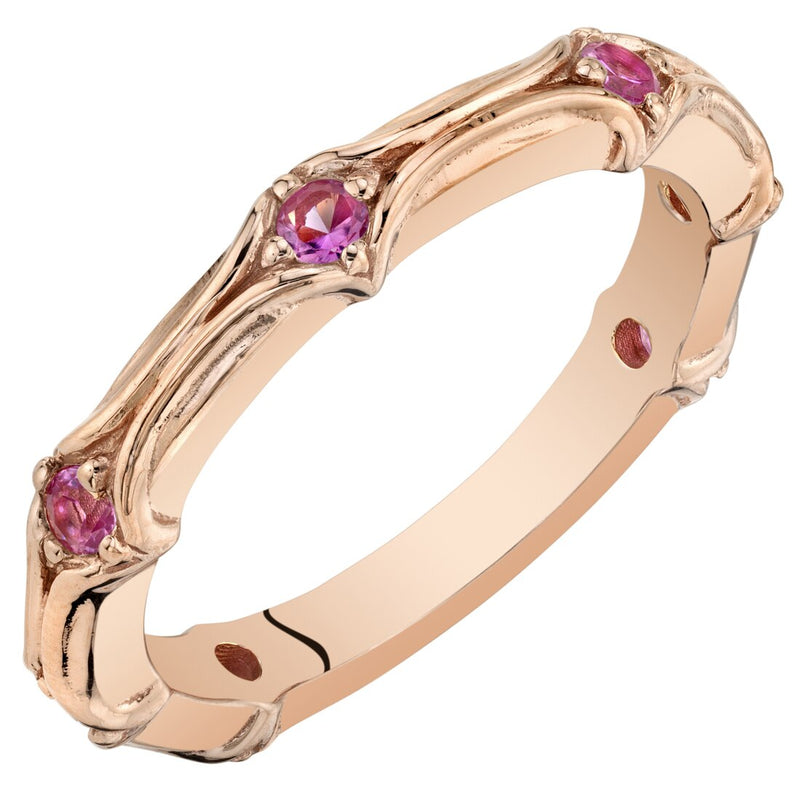 Pink Sapphire Contoured Stackable Ring Rose-Tone Sterling Silver