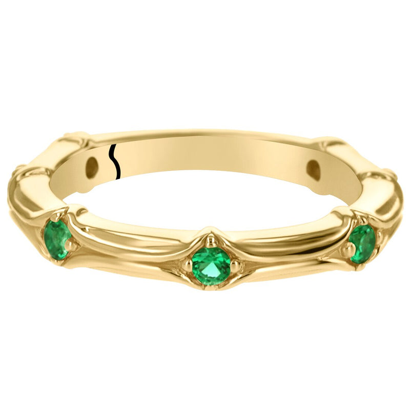 Simulated Emerald Contoured Stackable Ring In Yellow Tone Sterling Silver Sr11988 alternate view and angle