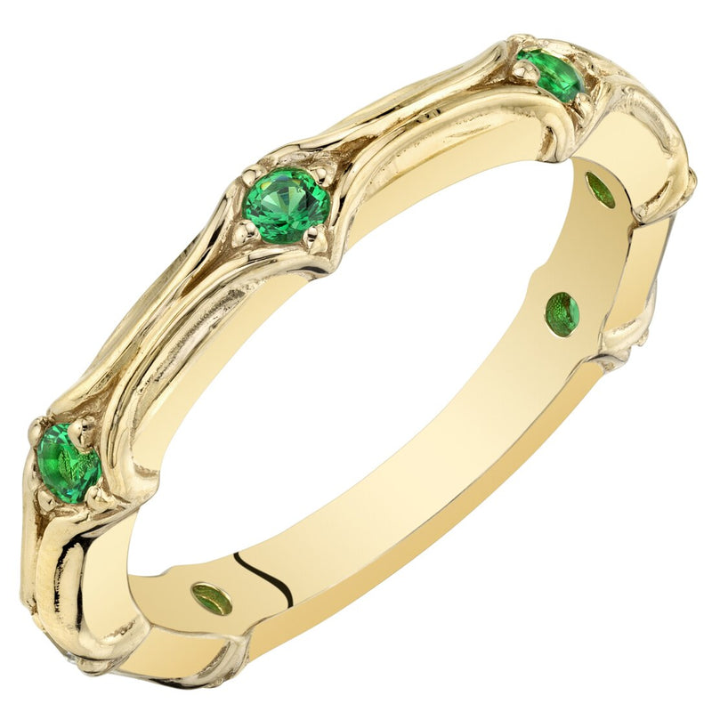 Emerald Contoured Stackable Ring Yellow-Tone Sterling Silver