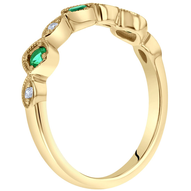 Simulated Emerald Marquise And Round Stackable Ring Band In Yellow Tone Sterling Silver Sr11992 additional view, angle, and on model