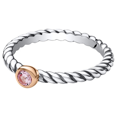 Created Pink Sapphire Cable Rope Design Stackable Ring In Sterling Silver Sizes 5 To 9 Sr12000 alternate view and angle