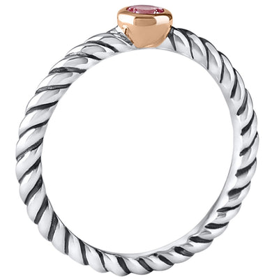 Created Pink Sapphire Cable Rope Design Stackable Ring In Sterling Silver Sizes 5 To 9 Sr12000 additional view, angle, and on model