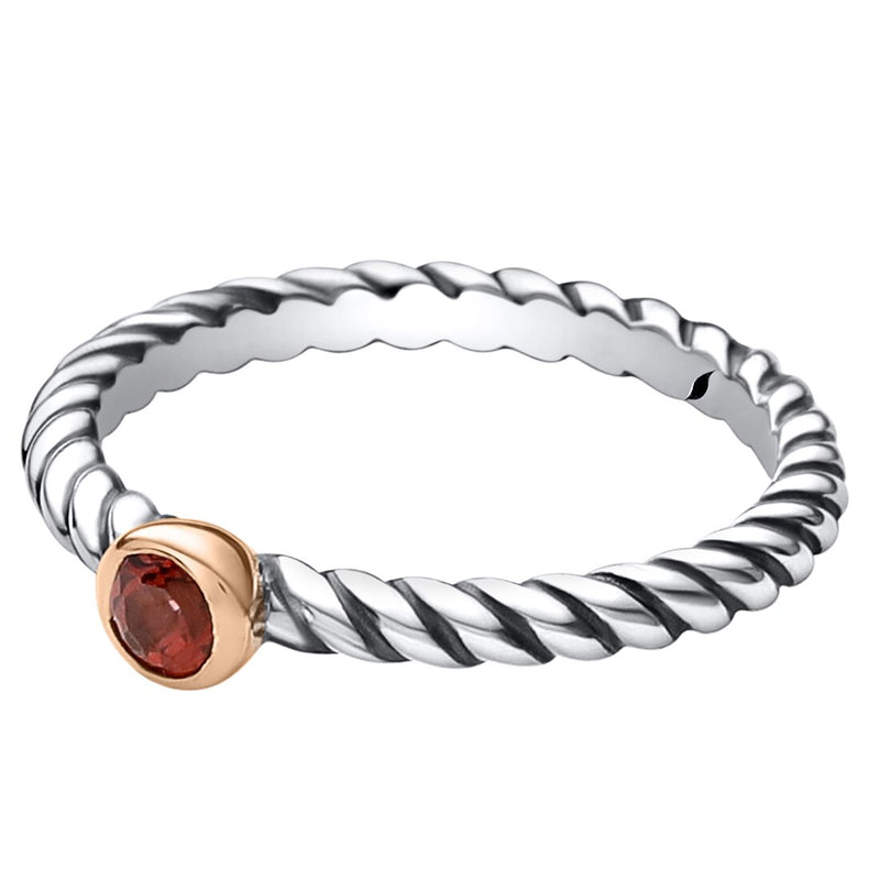 Garnet Cable Rope Design Stackable Ring In Sterling Silver Sizes 5 To 9 Sr12002 alternate view and angle