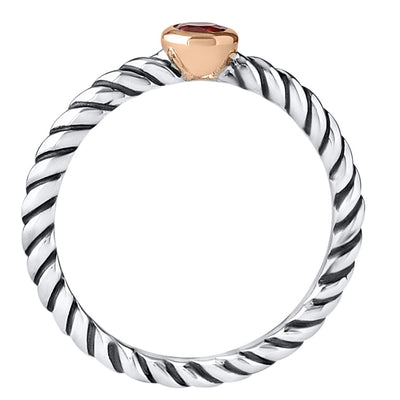 Garnet Cable Rope Design Stackable Ring In Sterling Silver Sizes 5 To 9 Sr12002 additional view, angle, and on model