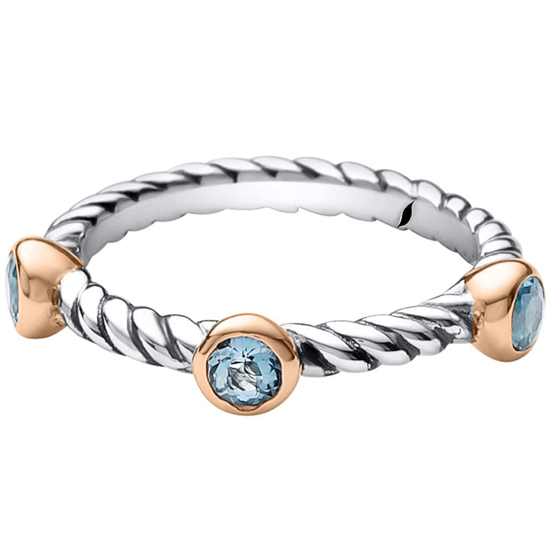 London Blue Topaz 3 Stone Cable Rope Design Stackable Ring In Sterling Silver Sizes 5 To 9 Sr12014 alternate view and angle