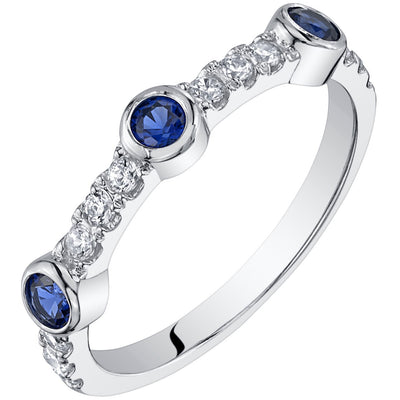 Blue Sapphire Bezel Stackable Ring Sterling Silver