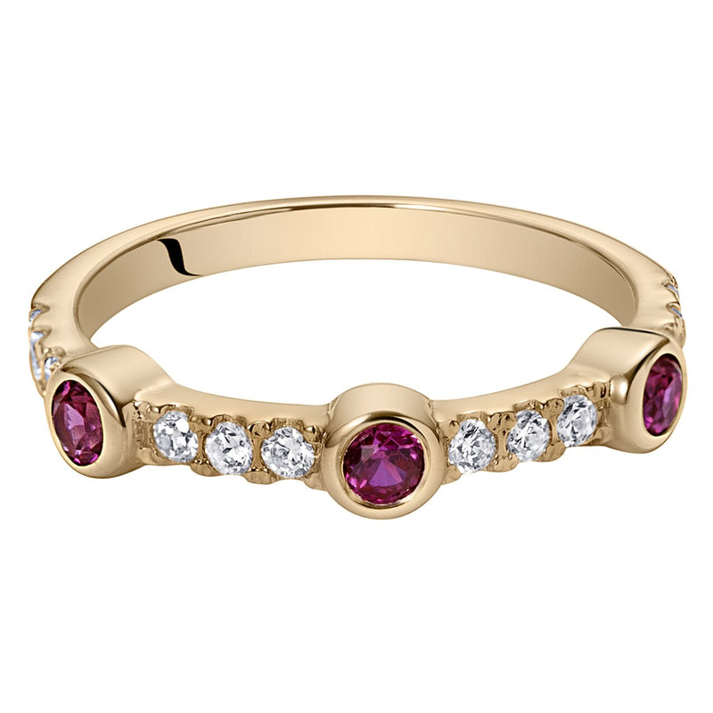 Created Ruby Bezel Stackable Ring In Rose Tone Sterling Silver Sizes 5 To 9 Sr12038 alternate view and angle