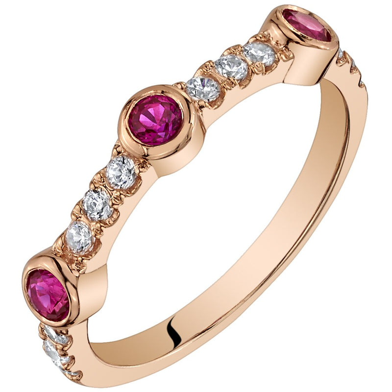 Ruby Bezel Stackable Ring Rose-Tone Sterling Silver