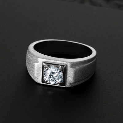 Men's 1 Carat Moissanite Hightower Engagement Ring in Sterling Silver