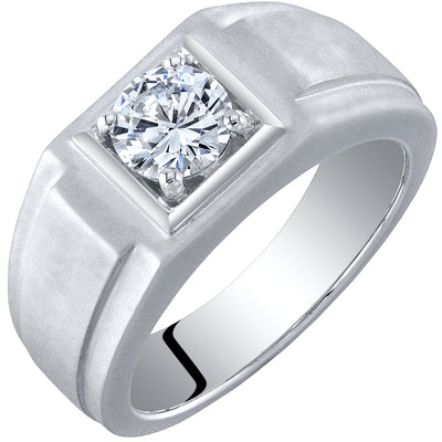 Moissanite Men's Hightower Engagement Ring Sterling Silver 1 Carat