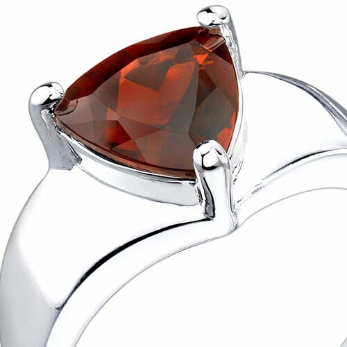 Garnet Sterling Silver Ring Trillion Cut 2.25 cts