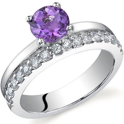 Amethyst Ring Sterling Silver Round Shape 0.75 Carats