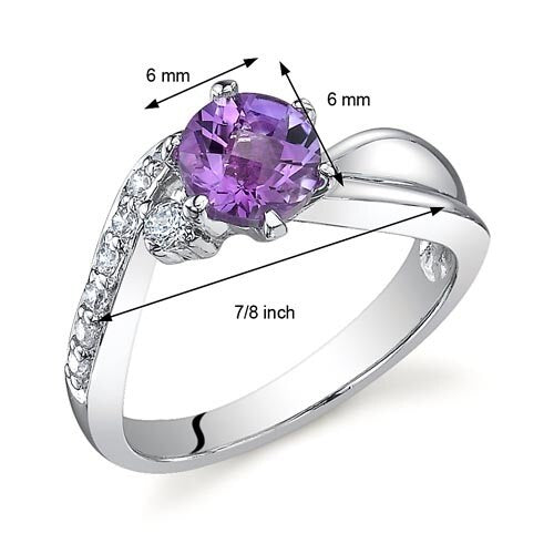 Amethyst Ring Sterling Silver Round Shape 0.75 Carats