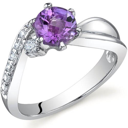 Amethyst Ring Sterling Silver Round Shape 0.75 Carats