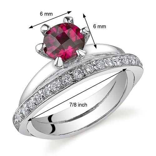 Created Ruby Ring Sterling Silver Round Shape 1 Carats