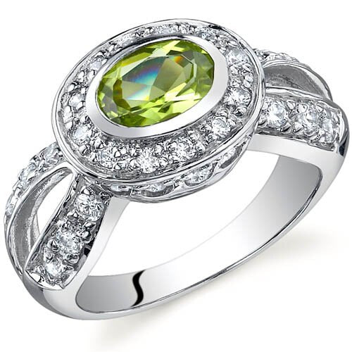 Peridot Ring Sterling Silver Oval Shape 0.75 Carats SR9754