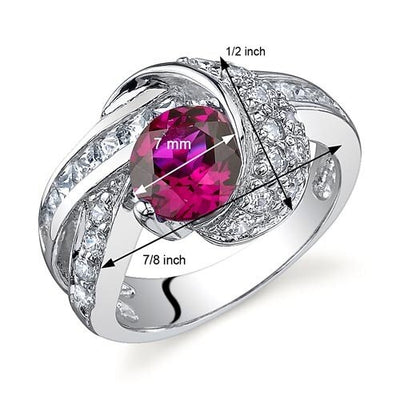 Created Ruby Ring Sterling Silver Round Shape 1.75 Carats