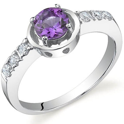 Amethyst Ring Sterling Silver Round Shape 0.5 Carats
