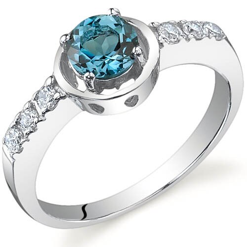 London Blue Topaz Ring Sterling Silver Round Shape 0.5 Carats