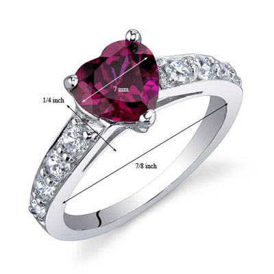 Ruby Ring Sterling Silver Heart Shape 1.5 Carats