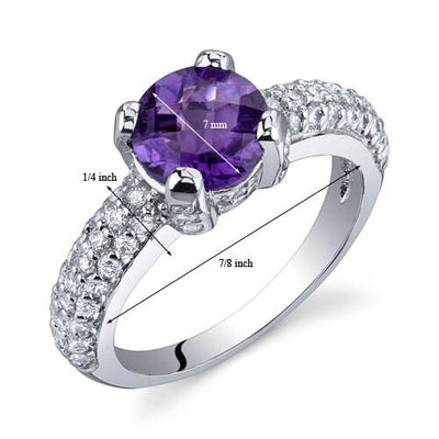 Amethyst Ring Sterling Silver Round Shape 1.25 Carats