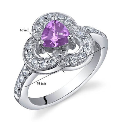 Pink Sapphire Ring Sterling Silver Trillion Shape 0.5 Carats