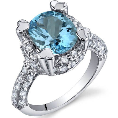 Swiss Blue Topaz Ring Sterling Silver Oval Shape 3 Carats