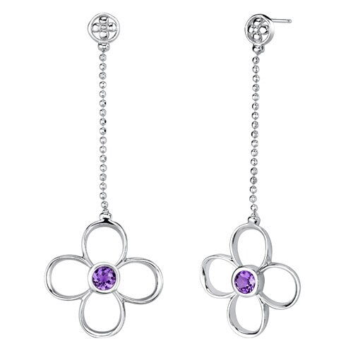 Amethyst Pendant Earrings Set Sterling Silver Round 2.25 Carats