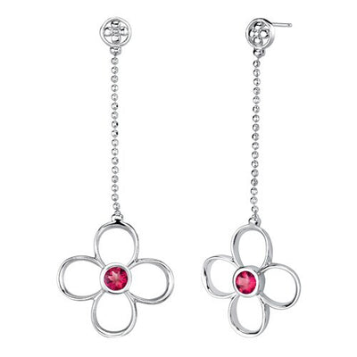 Ruby Pendant Earrings Set Sterling Silver Round Shape 3 Carats