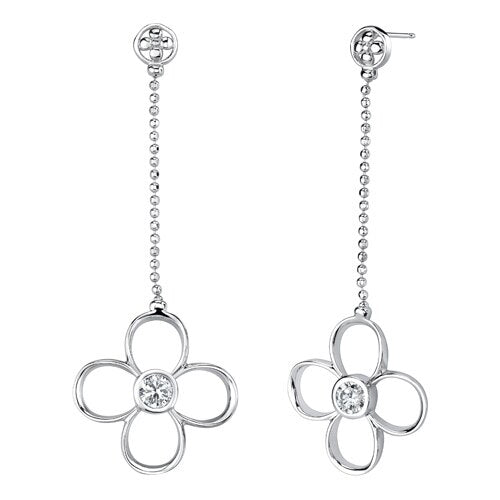 Cubic Zirconia Pendant Earrings Set Sterling Silver Round Shape 3 carats