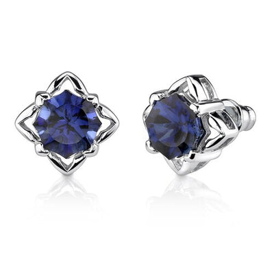 Blue Sapphire Pendant Earrings Set Sterling Silver Snowflake