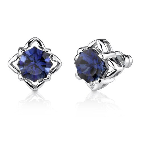 Blue Sapphire Pendant Earrings Set Sterling Silver Snowflake