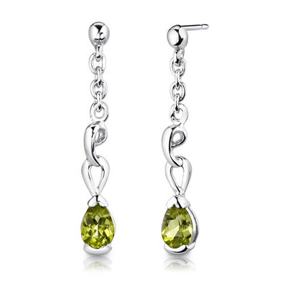 Peridot Pendant Earrings Set Sterling Silver Pear Shape 1.5 cts