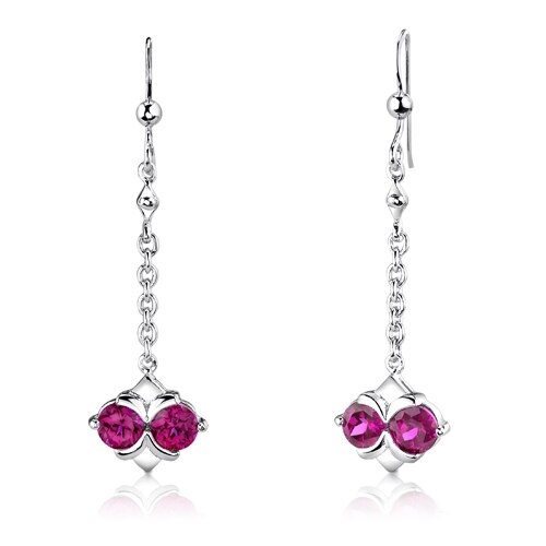 Ruby Pendant Earrings Set Sterling Silver Round Shape 4 Carats