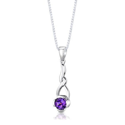 Amethyst Pendant Earrings Set Sterling Silver Round 1.75 Carats