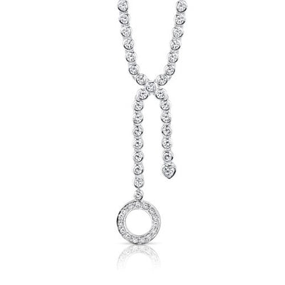 Cubic Zirconia Lariat Pendant Earrings Set Sterling Silver Round Shape 2 carats