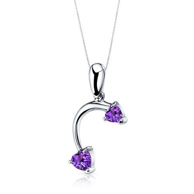 Amethyst Pendant Earrings Set Sterling Silver heart 2.25 Carats