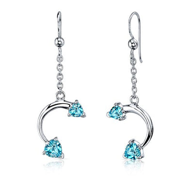 Swiss Blue Topaz Pendant Earrings Set Sterling Silver heart SS3732