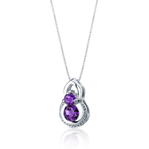 Amethyst Pendant Earrings Set Sterling Silver round 1.5 Carats