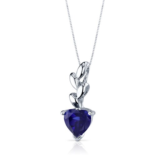 Blue Sapphire Pendant Earrings Set Sterling Silver Heart 2 cts