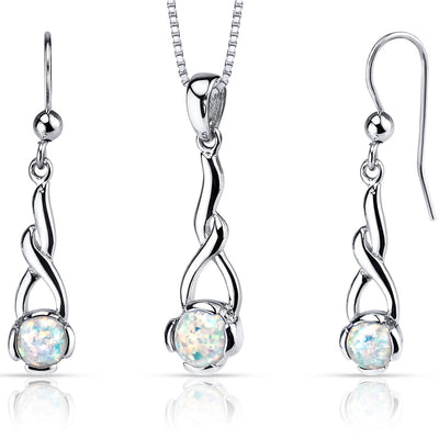 Opal Helix Pendant Earrings Necklace Sterling Silver 2.00 Carats